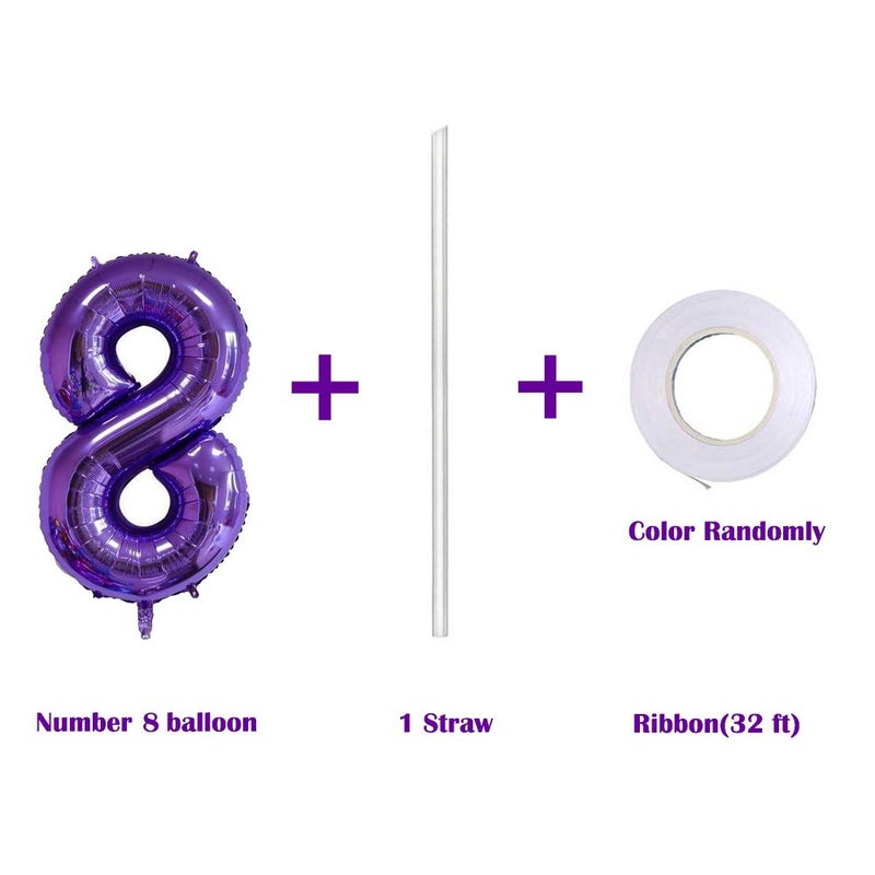 MoMo Balloon 40 Inch Jumbo Purple Number 8 Balloon Giant Balloons Prom Balloons Helium Foil Mylar Huge Number Balloons for Birthday Party Decorations/Wedding/Anniversary - Image 3